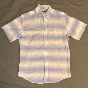 Southern Marsh Linen Blend Shirt Mens S White Blue Short Sleeve Button Up Casual